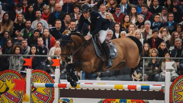 Ireland’s Mark Macauley rides his horse Vilvadi du Theil as they compete in the “Grand Prix Hermes” International Jumping Competition at the Grand Palais in Paris, France. (Lucas Barioulet / AFP) Ireland’s Mark Macauley rides his horse Vilvadi du Theil as they compete in the “Grand Prix Hermes” International Jumping Competition at the Grand Palais in Paris, France. (Lucas Barioulet / AFP)