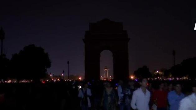 Lights at India Gate in New Delhi turned off to observe Earth Hour(ANI Photo)