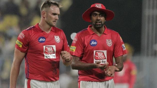 Kings XI Punjab's captain Ravichandran Ashwin, right talks to bowler Hardus Viljeoen during an IPL match. (AP) Kings XI Punjab's captain Ravichandran Ashwin, right talks to bowler Hardus Viljeoen during an IPL match. (AP)