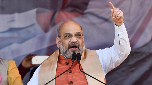 Bharatiya Janata Party (BJP) president Amit Shah gestures as he gives a speech during an election rally at Kaliabor, some 186 km from Guwahati, March 28, 2019 (AFP) Bharatiya Janata Party (BJP) president Amit Shah gestures as he gives a speech during an election rally at Kaliabor, some 186 km from Guwahati, March 28, 2019 (AFP)