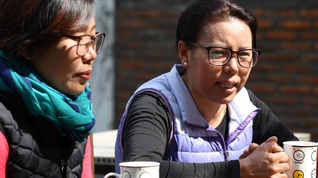 “Furdiki and Nima Doma are fighting a double challenge stepping into this industry-- as women and as widows,” said Dawa Yangzum Sherpa. The pair said meeting other Sherpa widows who endured discrimination has strengthened their resolve. “We want to climb Everest with a message for widows and single women. We are not less than anyone, we are capable of achieving anything,” Nima Doma said. (Prakash Mathema / AFP)