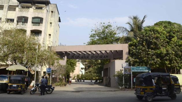 The Konark Pooram society in Kondhwa where the 19-year-old was assaulted in a road rage incident.(RAVINDRA JOSHI/HT PHOTO)