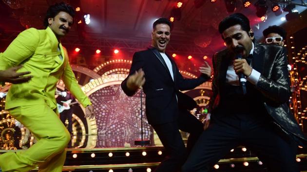 And then he dances some more with Akshay Kumar and Ayushmann Khurrana. (Vijayanand Gupta/HT Photo)