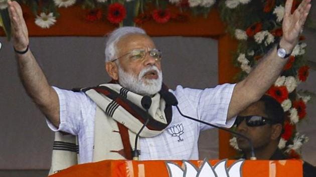 Modi will also address BJP workers and the general public after which he will interact with people at different locations through video conferencing.(PTI file photo)