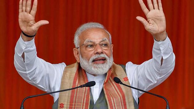 Prime Minister Narendra Modi addresses during an election rally ahead of Lok Sabha elections, at Gohpur, in Biswanath district, Saturday, March 30, 2019.(PTI file photo) Prime Minister Narendra Modi addresses during an election rally ahead of Lok Sabha elections, at Gohpur, in Biswanath district, Saturday, March 30, 2019.(PTI file photo)