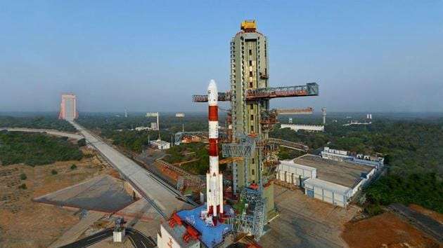 ISRO today launched a new variant of the Polar Satellite Launch Vehicle (PSLV) from Sriharikota on Monday.(ISRO/Twitter) ISRO today launched a new variant of the Polar Satellite Launch Vehicle (PSLV) from Sriharikota on Monday.(ISRO/Twitter)