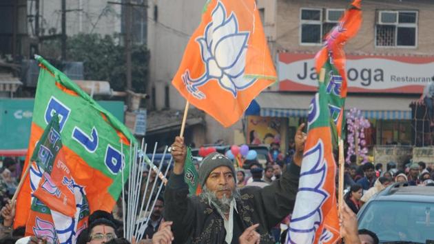 The BJP is  contesting on 13 of the 14 Lok Sabha seats in Jharkhand. (HT File)