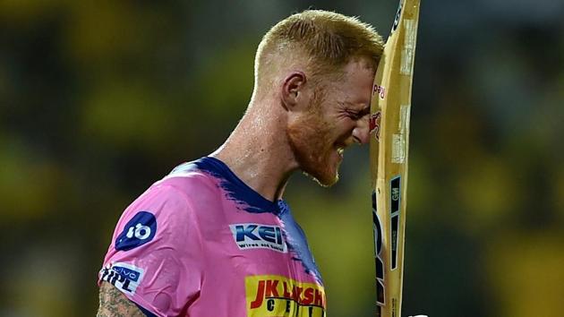 RR batsman Ben Stokes reacts after getting out against CSK. (PTI) RR batsman Ben Stokes reacts after getting out against CSK. (PTI)