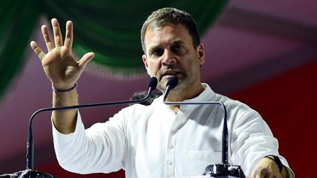 Making a big poll promise, Congress president Rahul Gandhi has said there were 22 lakh vacancies in the government and if voted to power, his party will fill them in less than a year.(PTI Photo) Making a big poll promise, Congress president Rahul Gandhi has said there were 22 lakh vacancies in the government and if voted to power, his party will fill them in less than a year.(PTI Photo)