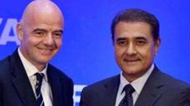 File image of FIFA President Gianni Infantino and AIFF President Praful Patel (R)(PTI) File image of FIFA President Gianni Infantino and AIFF President Praful Patel (R)(PTI)