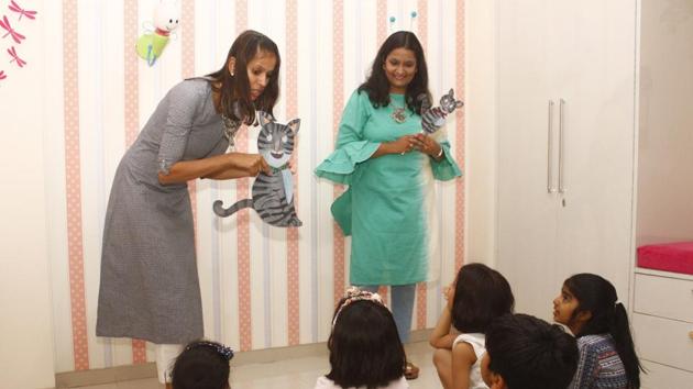 Surbhi Bothra and Shilpa Jain realised that they had a natural flair for storytelling during a session with their own children.(Yogendra Kumar/HT PHOTO)