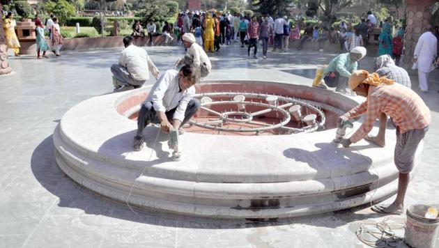 Preparations for observing the massacre centenary started in Amritsar on Tuesday.(HT Photo)