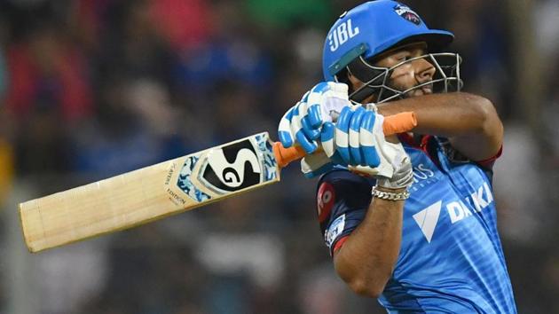 Delhi Capitals cricketer Rishabh Pant plays a shot during the 2019 Indian Premier League.(AFP)