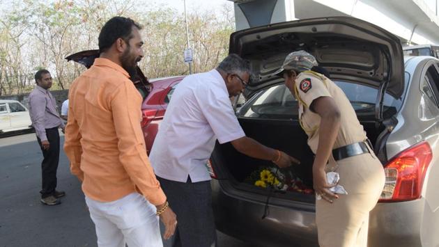 A number of vehicle where inspected in Pimpri Chinchwad area on the background of Lok Sabha elections.  (HT PHOTO) 