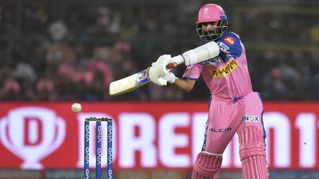 Rajasthan Royals (RR) batsman Ajinkya Rahane plays a shot. (PTI)