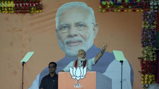 Prime Minister Narendra Modi on Tuesday launched a scathing attack on the Congress’ minimum income guarantee scheme for the poorest of families, saying the opposition party chants about the poor only during elections. (Arabinda Mahapatra / HT Photo) Prime Minister Narendra Modi on Tuesday launched a scathing attack on the Congress’ minimum income guarantee scheme for the poorest of families, saying the opposition party chants about the poor only during elections. (Arabinda Mahapatra / HT Photo)