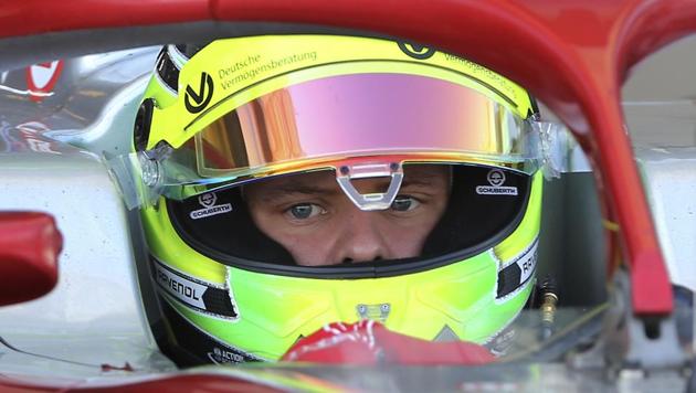 Mick Schumacher prepares for the test drive.(AP)