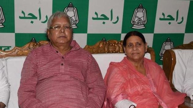 RJD Chief Lalu Prasad with former Bihar CM and senior leader Rabri Devi(HT File) RJD Chief Lalu Prasad with former Bihar CM and senior leader Rabri Devi(HT File)