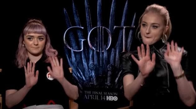 Sophie Turner and Maisie Williams promote Game of Thrones.