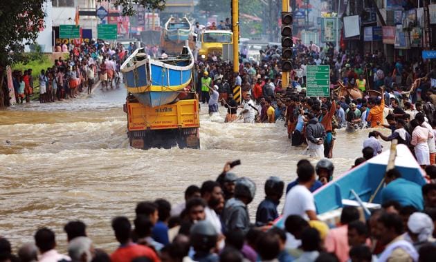 In August 2018, severe floods affected Kerala due to unusually high rainfall during the monsoon season. It was the worst flood in Kerala in nearly a century.(HTPHOTO)