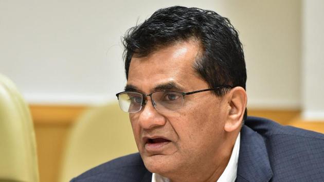 NITI Aayog CEO Amitabh Kant addresses a press conference, in New Delhi.(PTI File Photo)