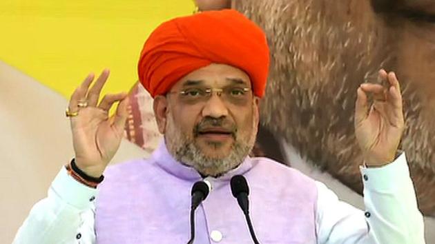 BJP president Amit Shah at a public rally in Udhampur on Wednesday. (ANI) BJP president Amit Shah at a public rally in Udhampur on Wednesday. (ANI)