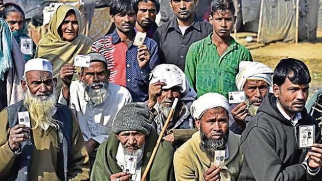 Victims of the 2013 Muzaffarnagar riots at a resettlement colony in Kairana. The violence gutted communal harmony in the region that had lent political weight to the RLD.(HT FIle Photo) Victims of the 2013 Muzaffarnagar riots at a resettlement colony in Kairana. The violence gutted communal harmony in the region that had lent political weight to the RLD.(HT FIle Photo)