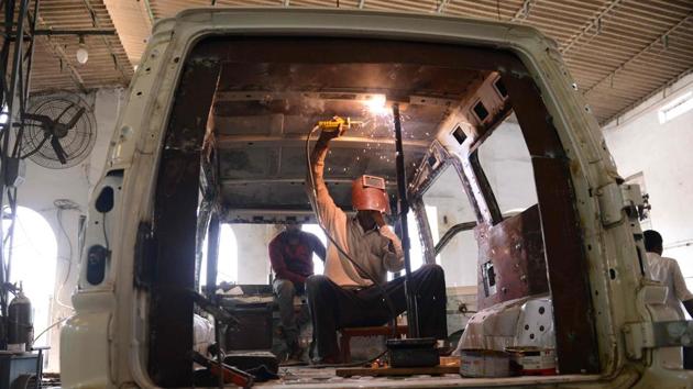 It was not just political candidates keen to bullet and blast-proof their cars but party bookkeepers and backroom heavyweights too, Sobti added. At least seven rival companies contacted by AFP, in Punjab, Haryana and Maharashtra, have also experienced a spike in election-related orders for armour-plated vehicles. (Narinder Nanu / AFP)