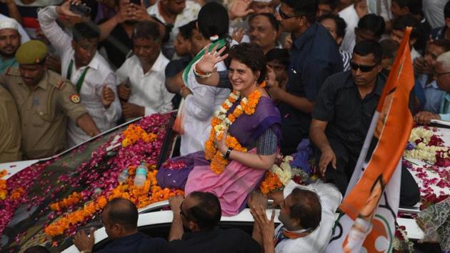 Congress general secretary in-charge for eastern Uttar Pradesh Priyanka Gandhi undertook a road show in Ghaziabad ahead of the Lok Sabha elections. (Raj K Raj / HT Photo) Congress general secretary in-charge for eastern Uttar Pradesh Priyanka Gandhi undertook a road show in Ghaziabad ahead of the Lok Sabha elections. (Raj K Raj / HT Photo)