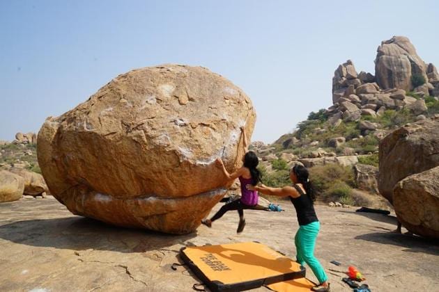 Boulderers map a route to the top that you must follow using just your hands and feet; no ropes, no harnesses, only crashpads to break your fall and no fellow boulderers to shout out tips or encouragement.(Christiane Hupe)