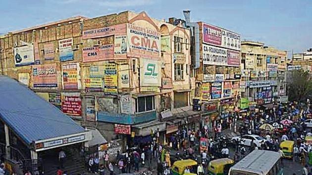 Advertising seen in Laxmi Nagar. (HT Photo) Advertising seen in Laxmi Nagar. (HT Photo)