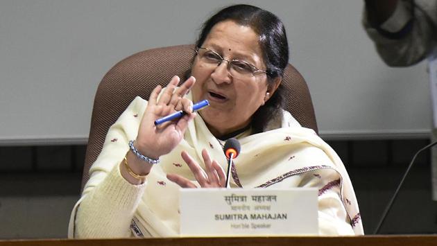 Lok Sabha Speaker Sumitra Mahajan has announced that she will not contest the Lok Sabha elections. Mahajan issued a statement on Friday to this effect wondering why there is “indecision” in the party over announcing Lok Sabha candidate from Indore seat. Mahajan turns 76 on April 12. (Vipin Kumar / HT File) 