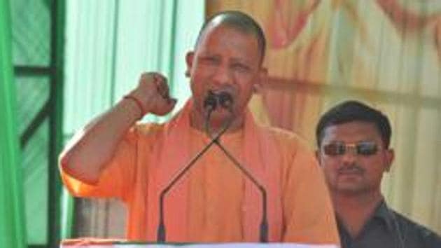 Uttar Pradesh Chief Minister Yogi Adityanath addresses an election rally to campaign for BJP candidates ahead of the Lok Sabha elections (HT) Uttar Pradesh Chief Minister Yogi Adityanath addresses an election rally to campaign for BJP candidates ahead of the Lok Sabha elections (HT)