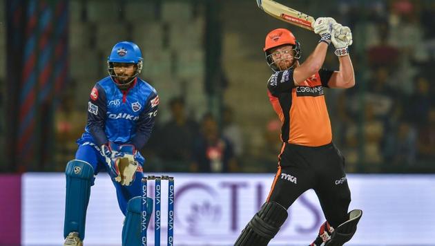 New Delhi: SRH player Jonny Bairstow plays a shot against DC(PTI)