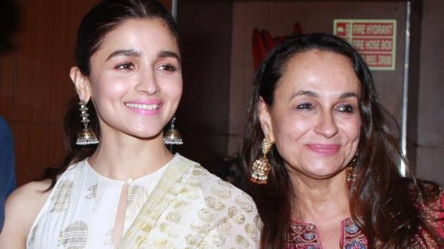 Alia Bhatt and Soni Razdan at the screening of upcoming film No Fathers in Kashmir in Mumbai, on April 3, 2019.(IANS)