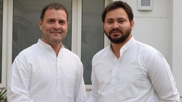 Congress president Rahul Gandhi with RJD leader Tejashwi Prasad Yadav in New Delhi.(HT file photo) Congress president Rahul Gandhi with RJD leader Tejashwi Prasad Yadav in New Delhi.(HT file photo)