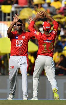 Kings XI Punjab captain Ravichandran Ashwin (L) celebrates a wicket of Chennai Super Kings Shane Watson during the 2019 Indian Premier League (IPL) match between Chennai Super Kings and Kings XI Punjab at the M.A. Chidambaram Stadium in Chennai. (AFP) 