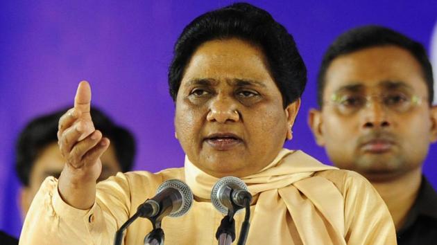 Bahujan Samaj Party president Mayawati addressing a poll rally.(AFP)