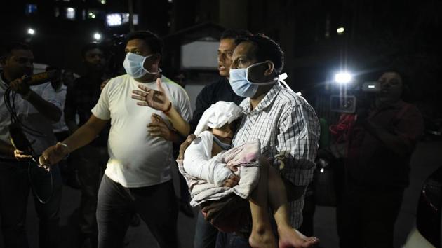A fire had broken out in the basement of AIIMS Trauma Centre on March 24, prompting an evacuation of more than 50 patients to ‘safer blocks’.(Burhaan Kinu/HT PHOTO) A fire had broken out in the basement of AIIMS Trauma Centre on March 24, prompting an evacuation of more than 50 patients to ‘safer blocks’.(Burhaan Kinu/HT PHOTO)