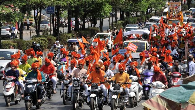 The Hindu Nav Varsh Swagat Samiti took out a rally on the occasion of Gudi Padwa on Sinhagad road in Pune, on Saturday. (HT PHOTO) 