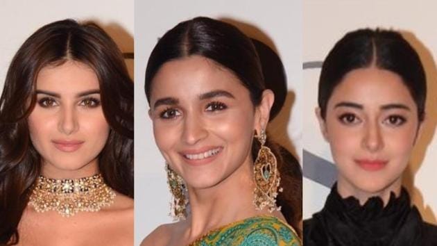 Alia Bhatt, Tara Sutaria and Ananya Pandey pose for shutterbugs at a recent event.