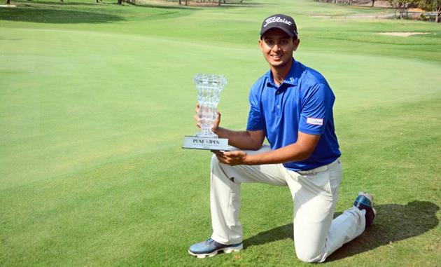 Kshitij Naveed Kaul, winner, Pune Open Golf championship 2019.(SHANKAR NARAYAN/HT PHOTO)