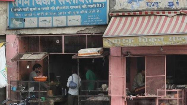 The Municipal Corporation of Gurugram (MCG) sealed 63 unauthorised meat shops across various locations in the city.(HT File Photo) The Municipal Corporation of Gurugram (MCG) sealed 63 unauthorised meat shops across various locations in the city.(HT File Photo)