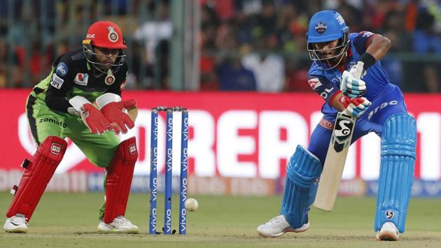 Delhi Capitals captain Shreyas Iyer, right, plays a shot. (AP)