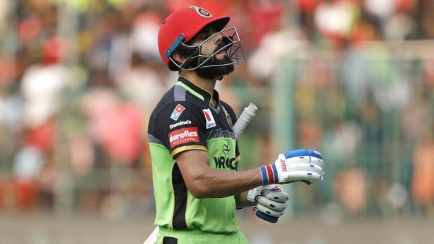 Royal Challengers Bangalore captain Virat Kohli reacts as he leaves the field after being dismissed.(AP) Royal Challengers Bangalore captain Virat Kohli reacts as he leaves the field after being dismissed.(AP)