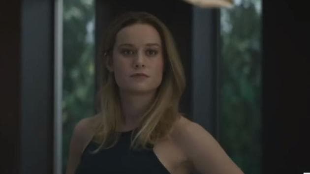 Captain Marvel in a still from the new Avengers: Endgame clip.