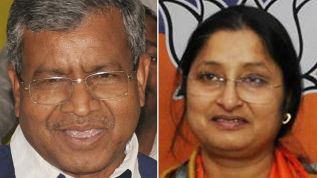 Babulal Marandi is the Grand Alliance candidate and Manorama Devi is the BJP candidate in Koderma Lok Sabha seat.(HT Photos)