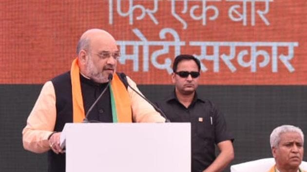 BJP president Amit Shah on Monday listed the steps taken by the Narendra Modi-led NDA government. (HT Photo) BJP president Amit Shah on Monday listed the steps taken by the Narendra Modi-led NDA government. (HT Photo)