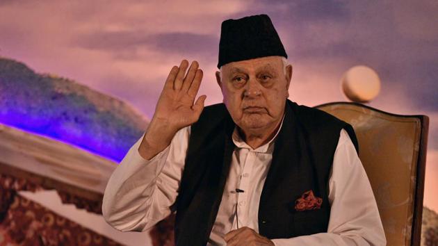 Top leaders of political parties in Kashmir valley including National Conference president Farooq Abdullah on Monday lashed out at the BJP for declaring its intent to scrap Article 37 and Article 35A on the Constitution which gives special privileges to people of Jammu and Kashmiri. (HT FILE PHOTO) Top leaders of political parties in Kashmir valley including National Conference president Farooq Abdullah on Monday lashed out at the BJP for declaring its intent to scrap Article 37 and Article 35A on the Constitution which gives special privileges to people of Jammu and Kashmiri. (HT FILE PHOTO)