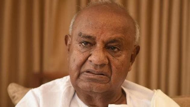 Gowda charged Modi with weakening democracy by engineering attacks on the political rivals by central agencies. (Arijit Sen/HT Photo) Gowda charged Modi with weakening democracy by engineering attacks on the political rivals by central agencies. (Arijit Sen/HT Photo)